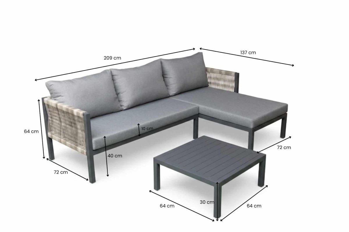 Loungeset Ibiza *ACTIE* Moderne Hoekbank Chaise Longue Rechts Tuinset – 113579 - Afbeelding 6