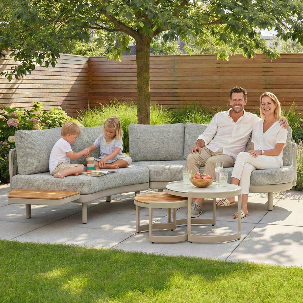 Loungeset Sardinia Rond Warm Wit Hout – 4530 - Afbeelding 7