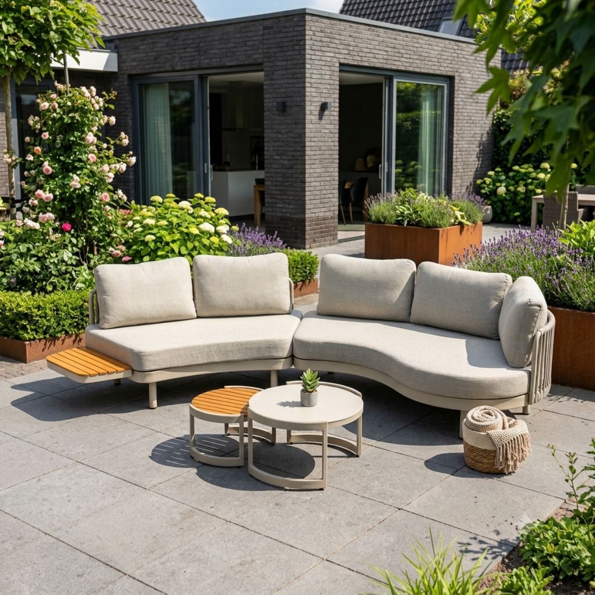 Loungeset Sardinia Rond Warm Wit Hout – 4530
